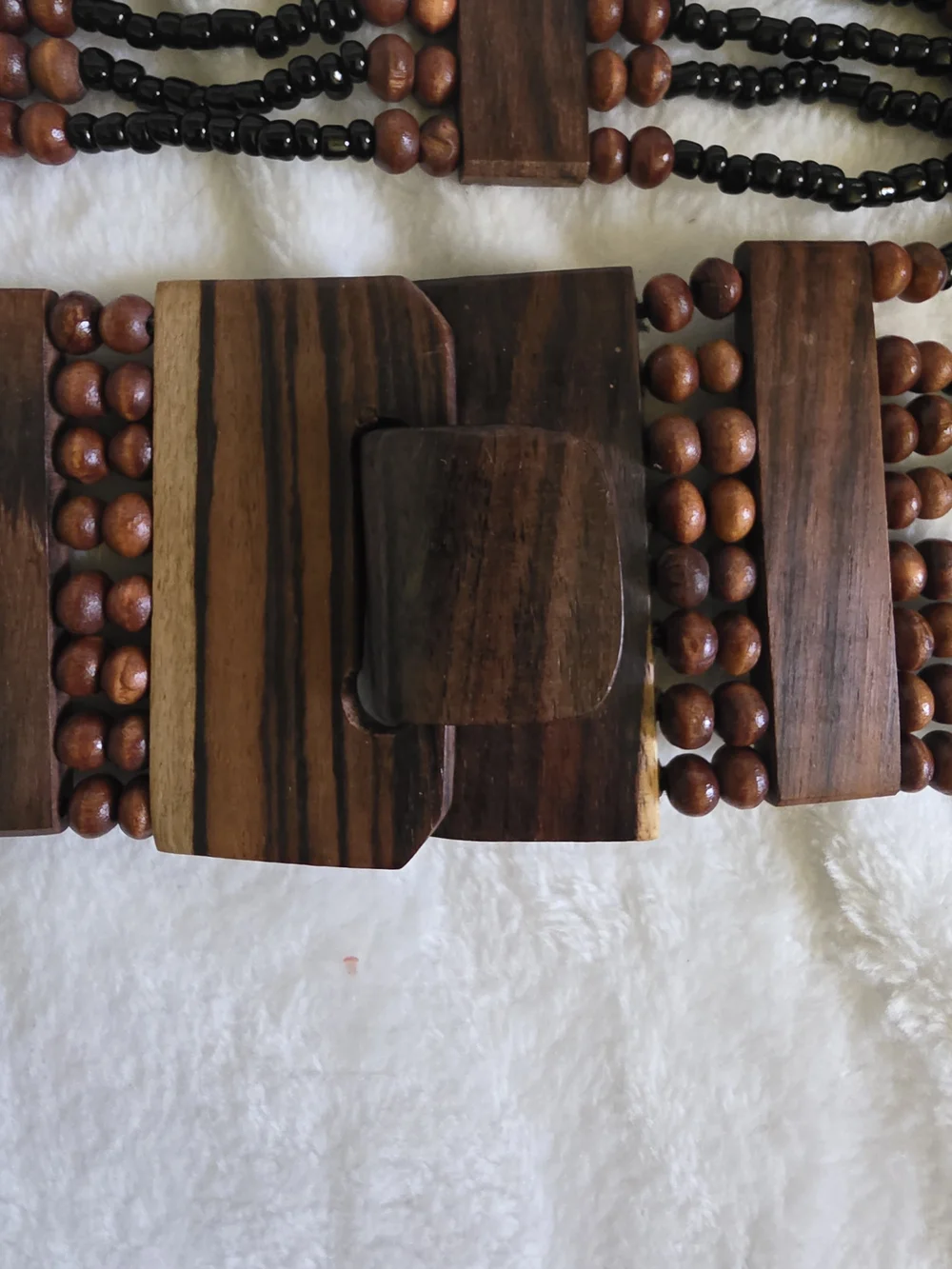 Vintage Boho Multi-Strand Wood Bead Stretch Belt – Statement Waist Belt